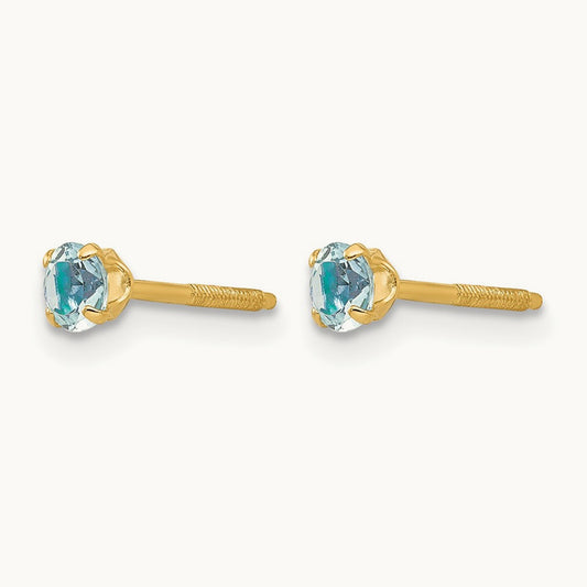 Madi K Aquamarine Earrings, 3mm, 14K