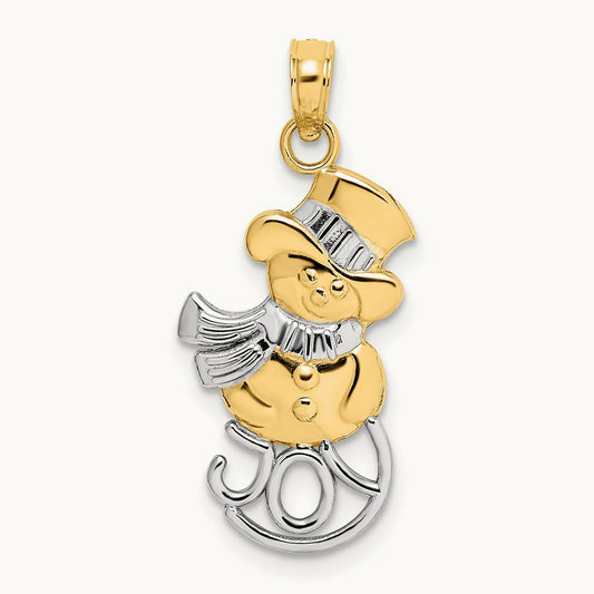 Snowman w/Joy Pendant, 14K with Rhodium
