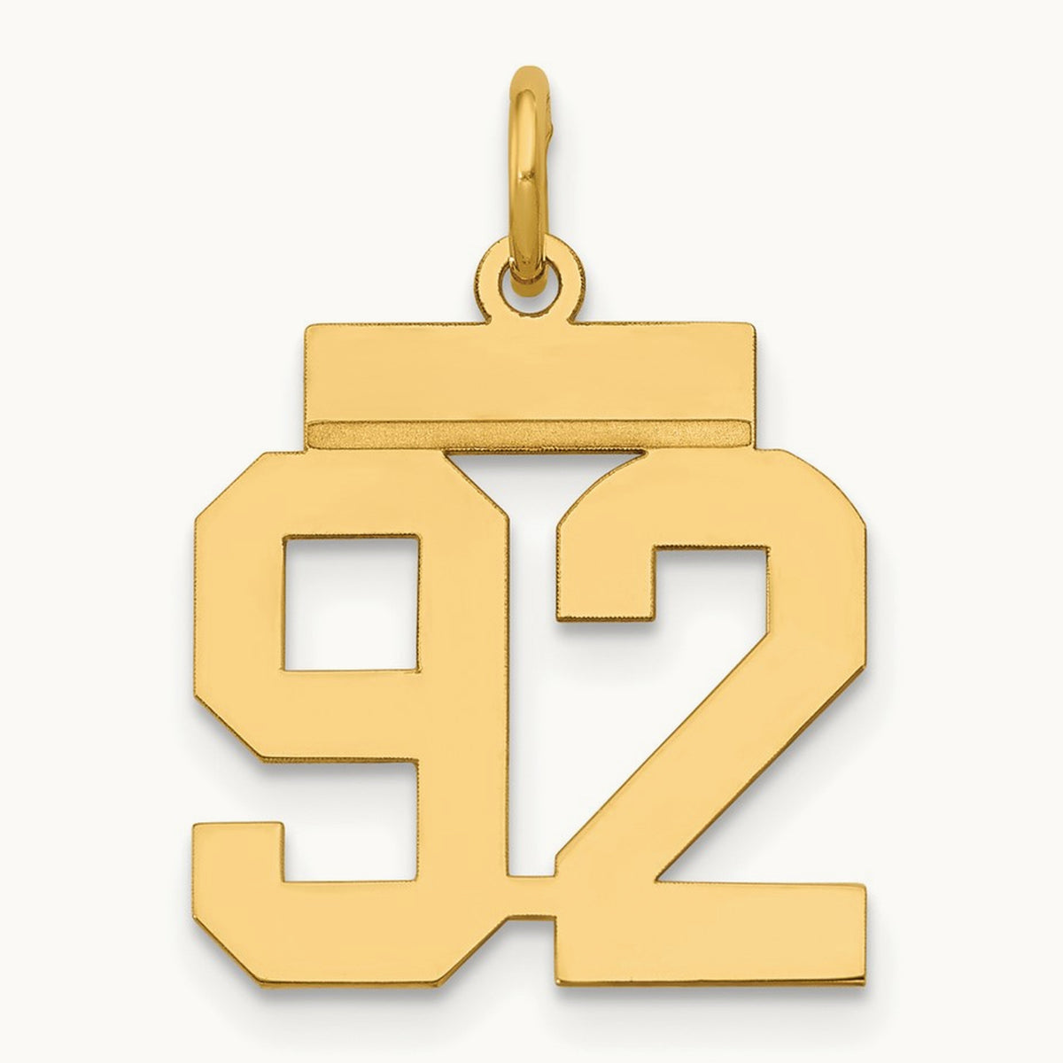 Small Polished Number 92 Charm, 14K