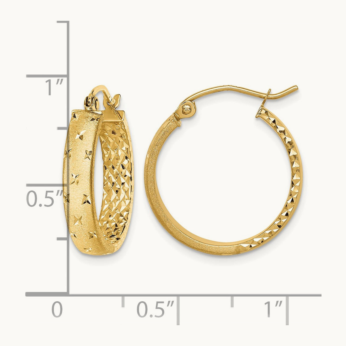 Polished Diamond-cut In/Out Hoop Earrings — 20mm
