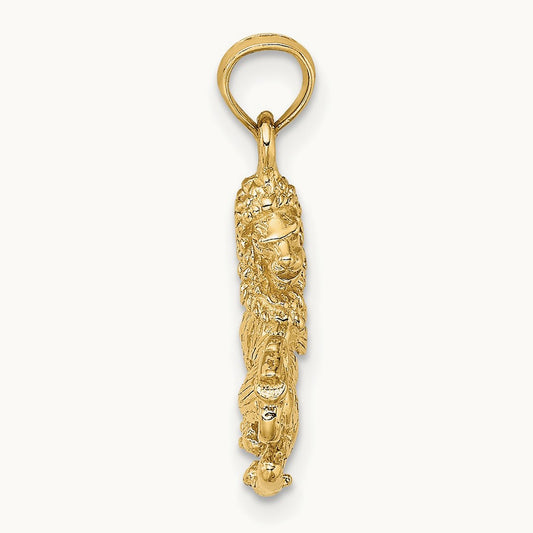 3-D Leo Zodiac Charm, 14K