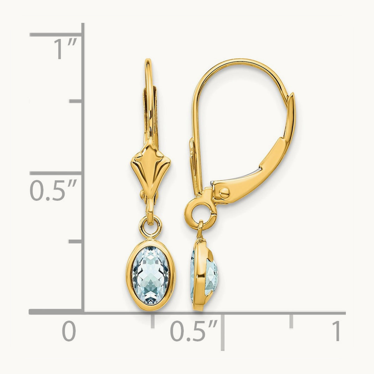 Aquamarine/March Earrings — 14K Yellow Gold