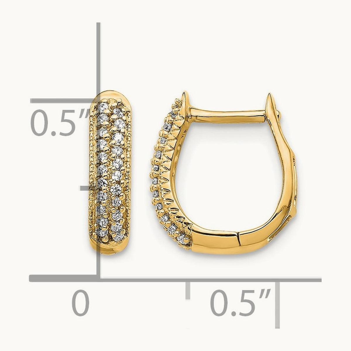 Polished Diamond Hinged Hoop Earrings — 14K Yellow Gold
