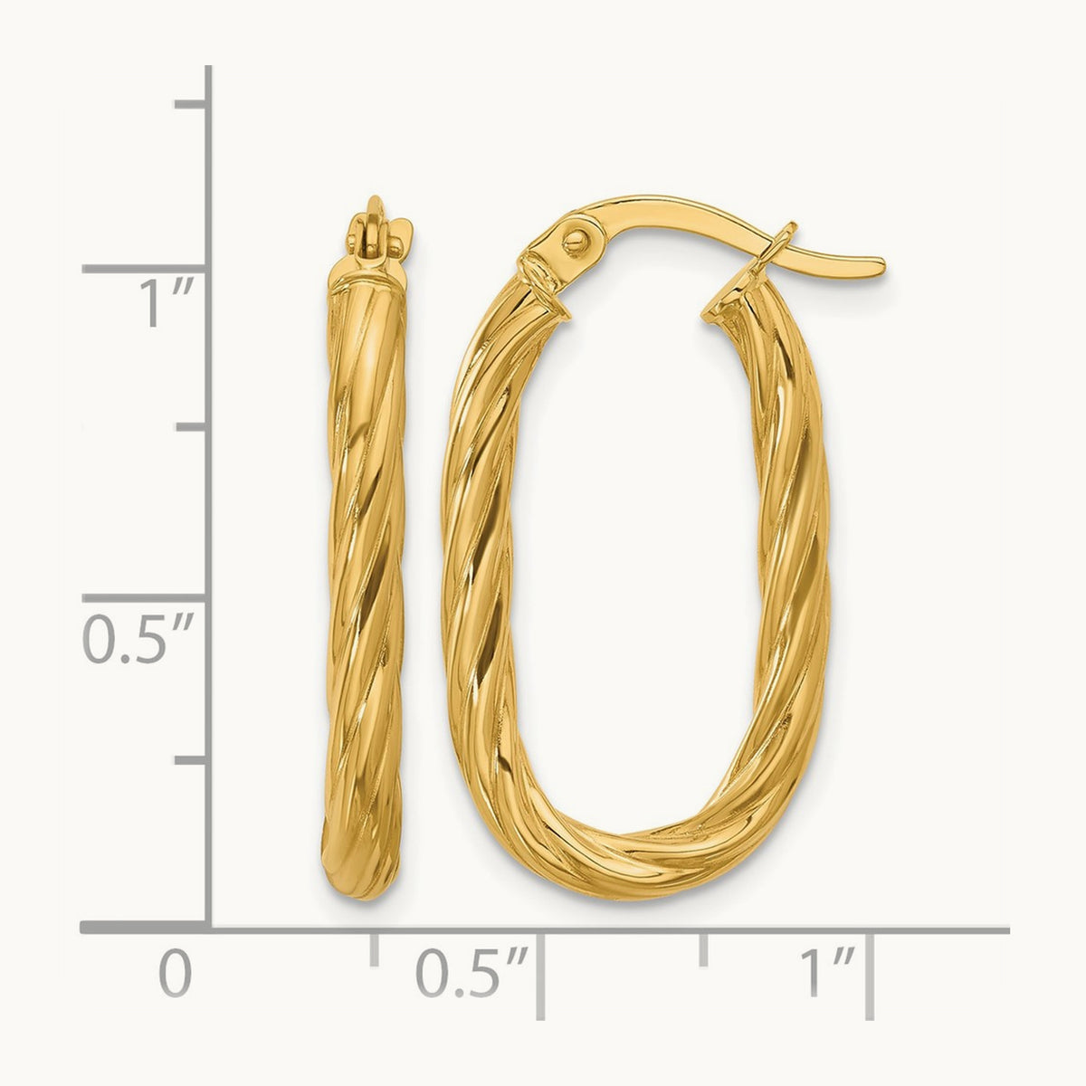 Polished Twisted Oval Hoop Earrings — Leslie's — 14.75mm