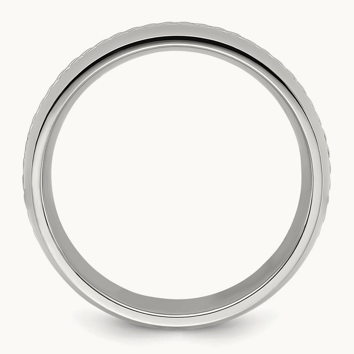 Polished with Curb Chain Inlay Band, 7mm, Titanium