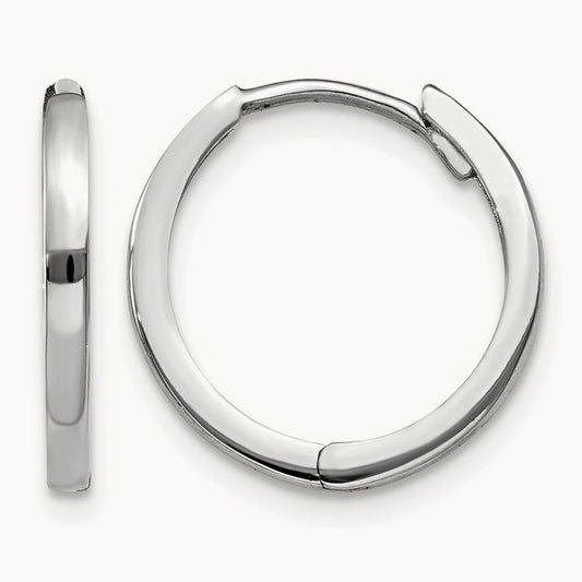 Round Hinged Earrings, 14K White Gold