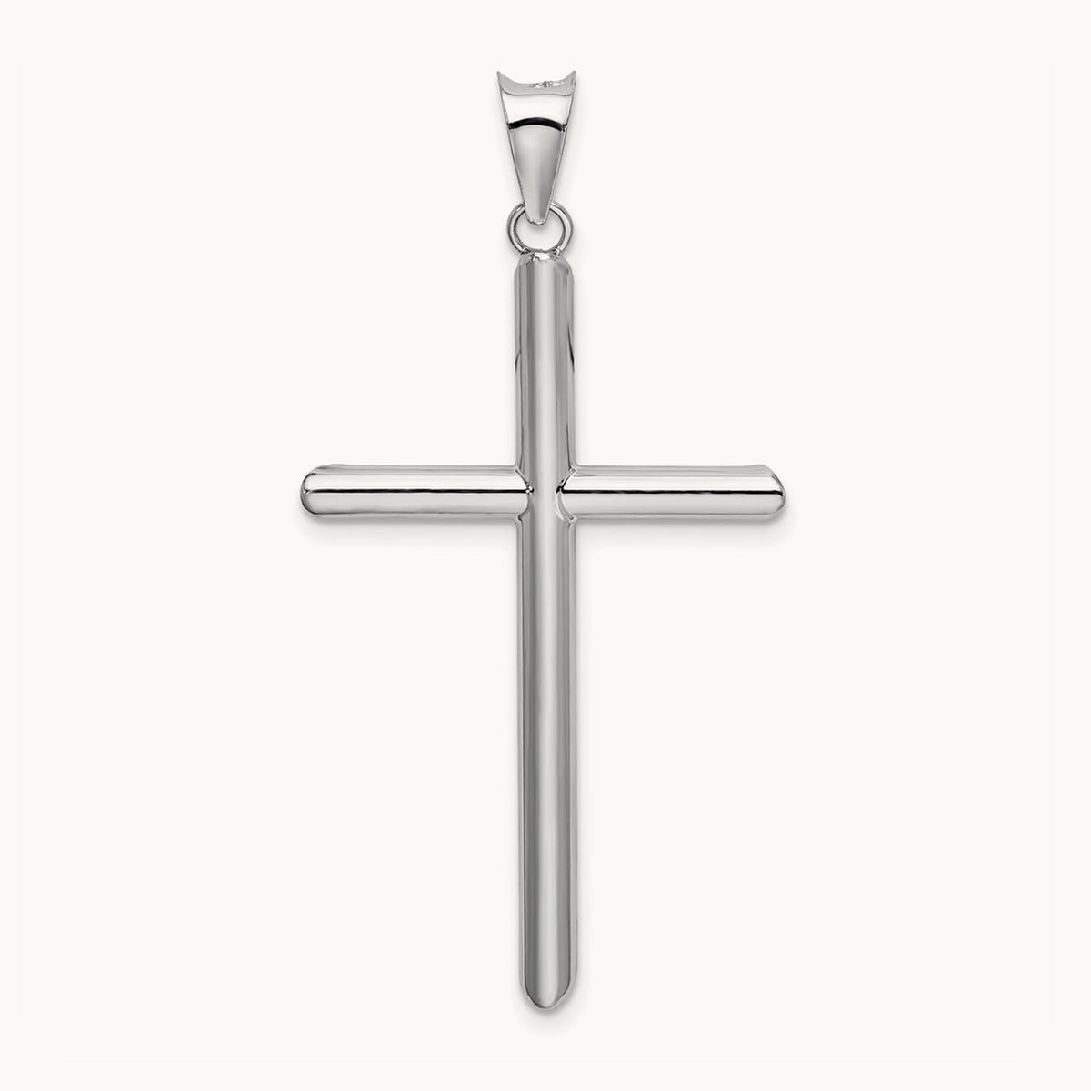 Polished Hollow Cross Pendant, 14K White Gold