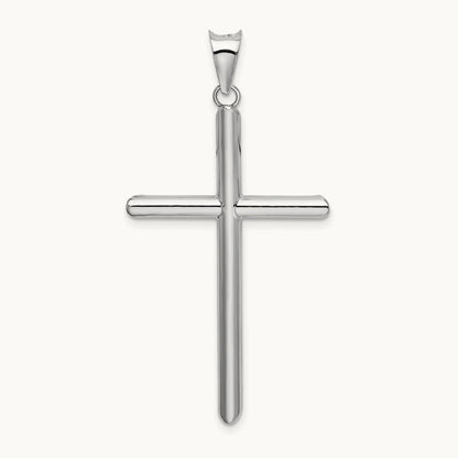 Polished Hollow Cross Pendant, 14K White Gold