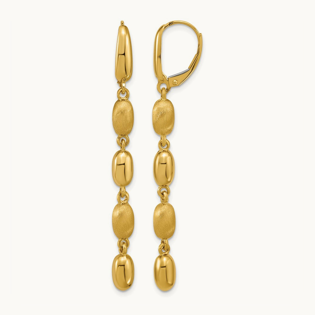 Polished and Brushed Fancy Leverback Dangle Earrings, 14K — Leslie's