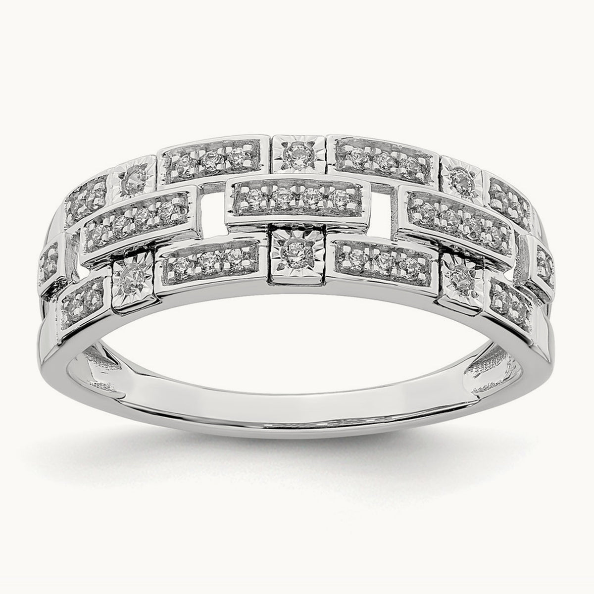 Polished Fancy Diamond Ring, 14K White Gold