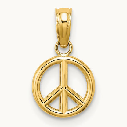 3-D Peace Symbol Charm — 14K Yellow Gold, 14mm