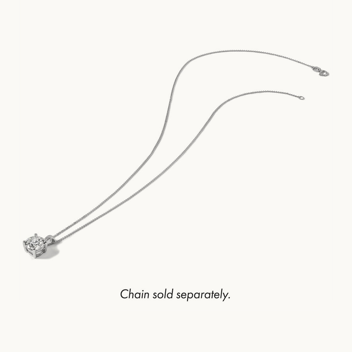 Four-Prong Pendant Necklace, 0.50-2.00 ct tw Lab-Grown Diamond — 2 ct, 14K White Gold