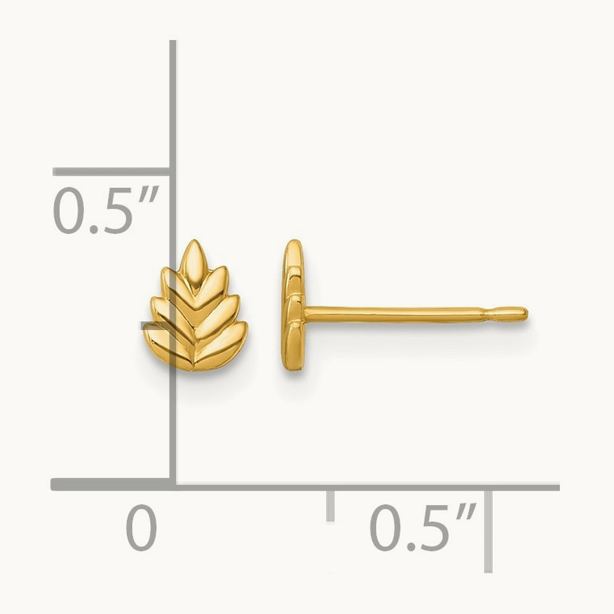 Polished Leaf Post Earrings, 14K