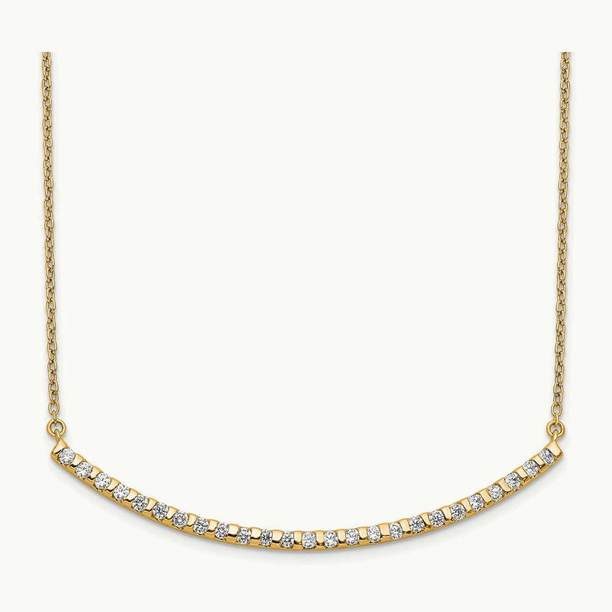 Curved Bar Necklace, 0.25-0.50 ct tw Lab-Grown Diamond — 1/2 ct, 14K Yellow Gold