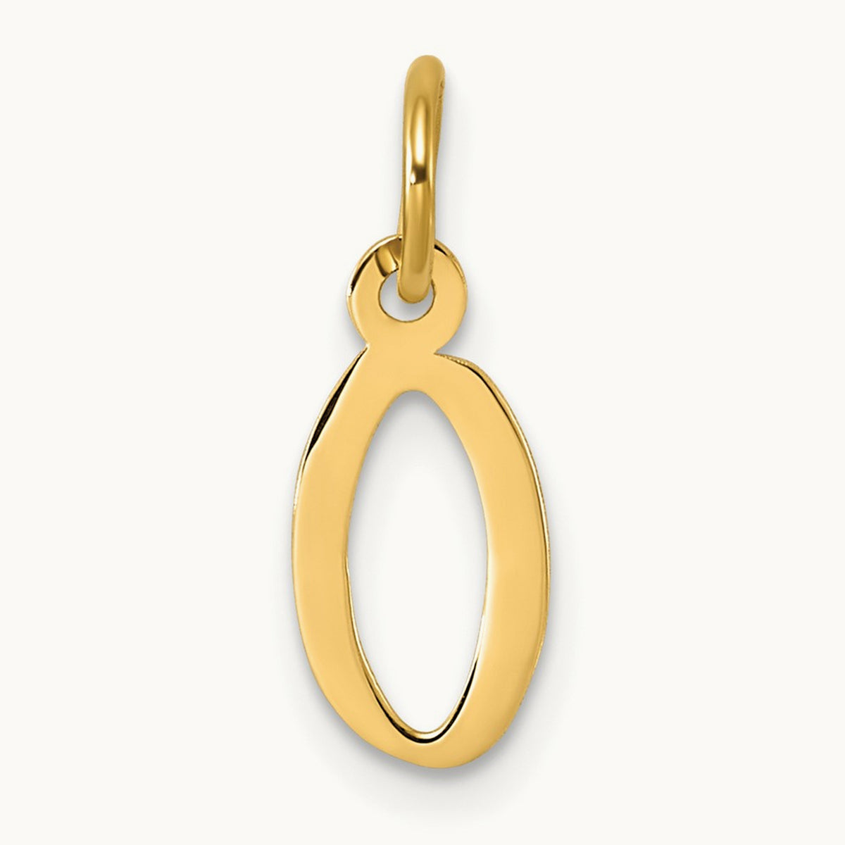 Small Slanted Block Initial Charm — 14K Yellow Gold, O