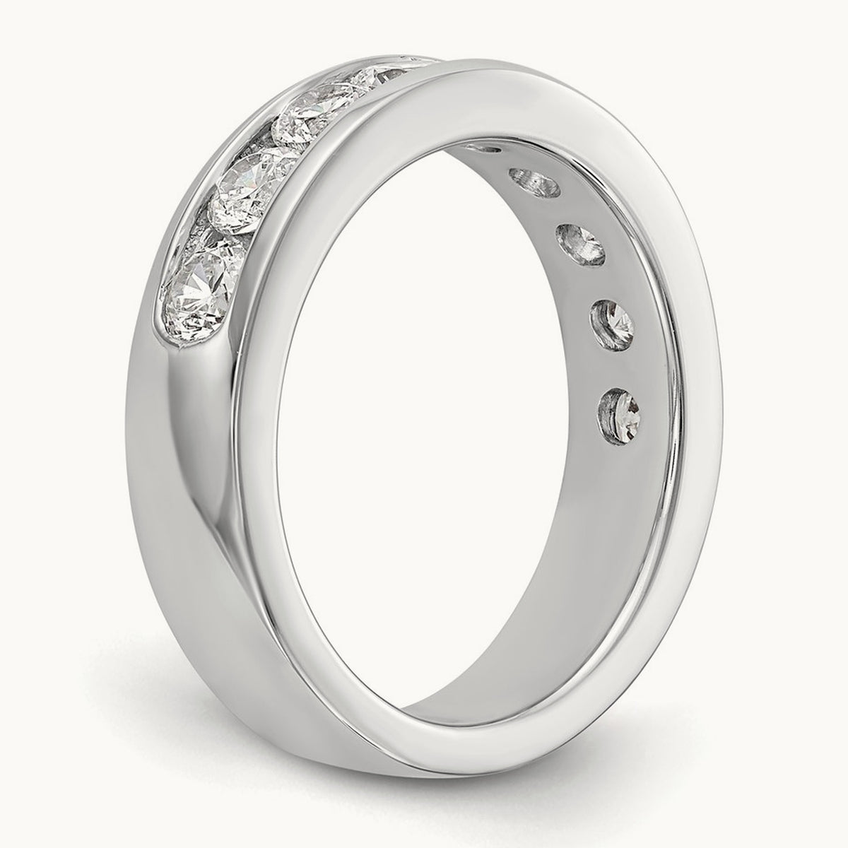 9-Stone Diamond Channel Band, 14K White Gold