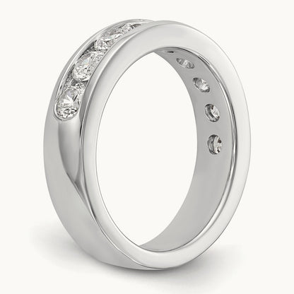 9-Stone Diamond Channel Band, 14K White Gold