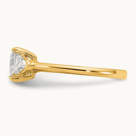 Trillion/1 Princess Semi-Mount Engagement Ring, 0.50-1.00 ct tw Lab-Grown Diamond — 1/2 ct, 14K Yellow Gold