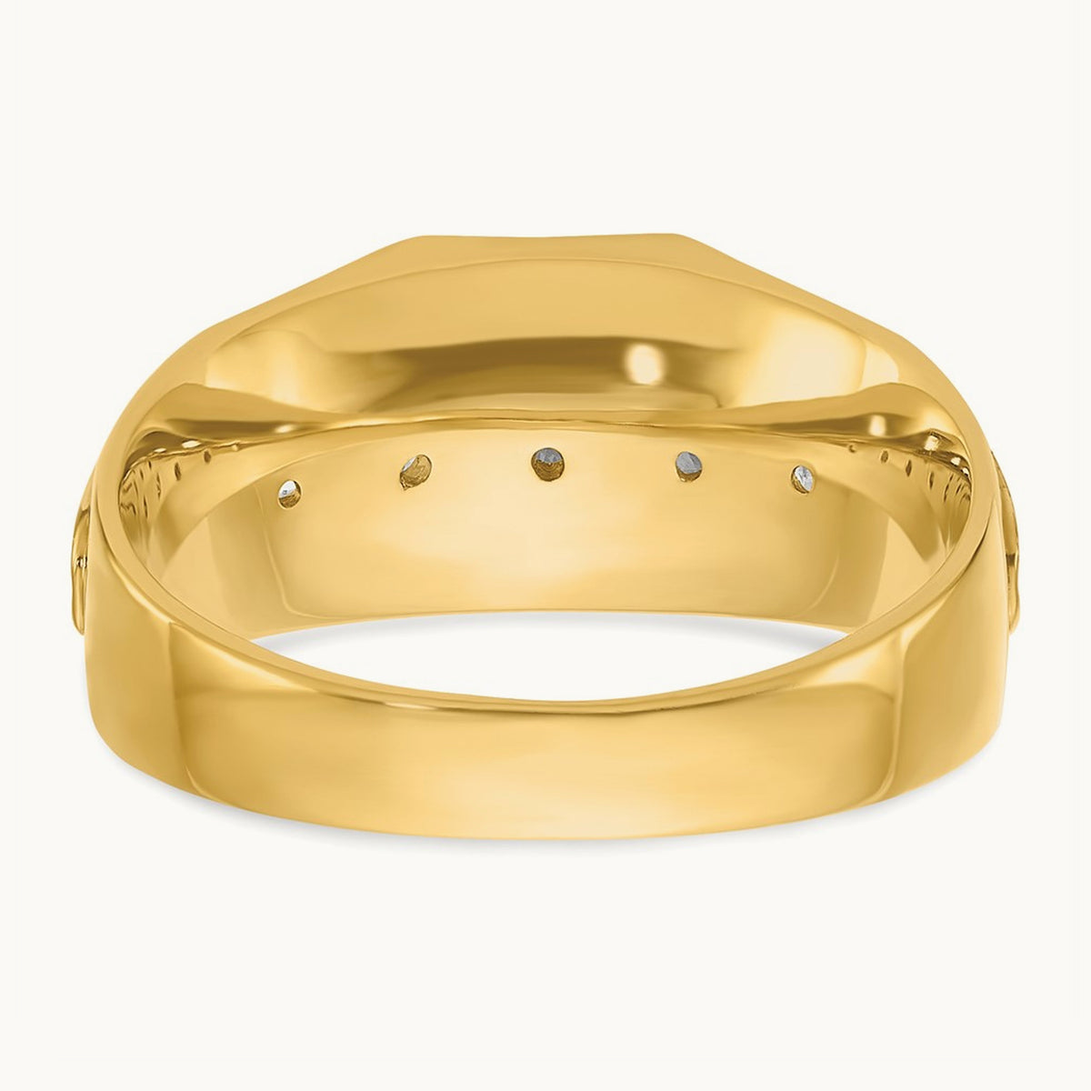 w/ White RH IBGoodman Men's Polished/Satin 5-Stone Diamond Ring, 14K