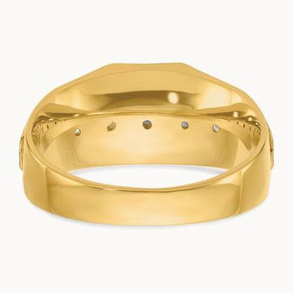 w/ White RH IBGoodman Men's Polished/Satin 5-Stone Diamond Ring, 14K