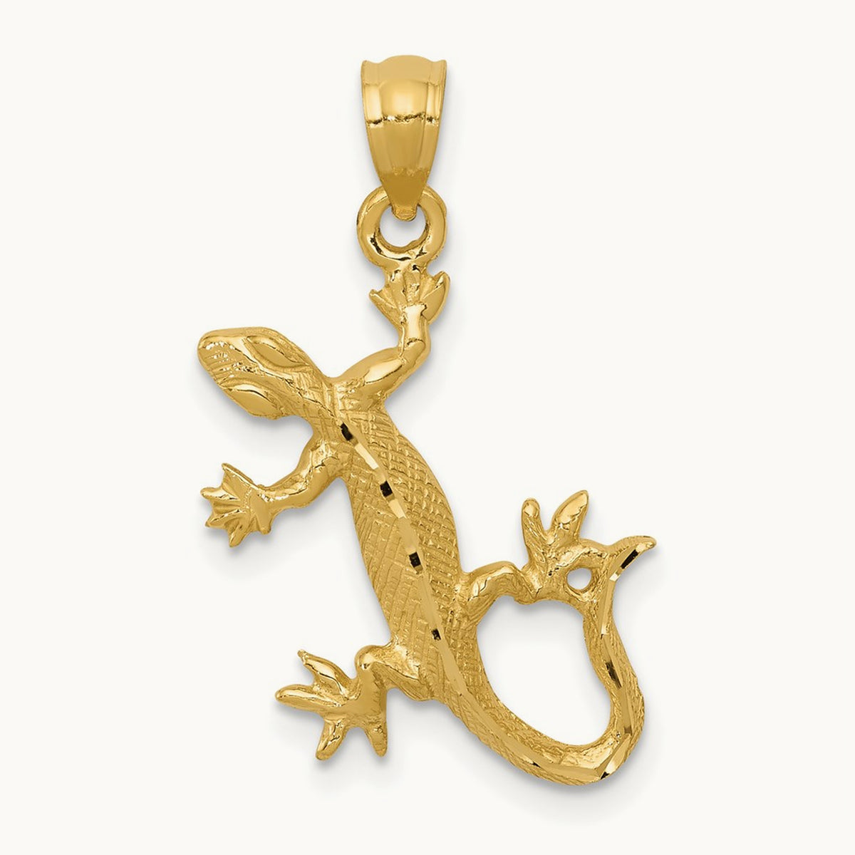 Diamond-Cut Lizard Pendant, 14K