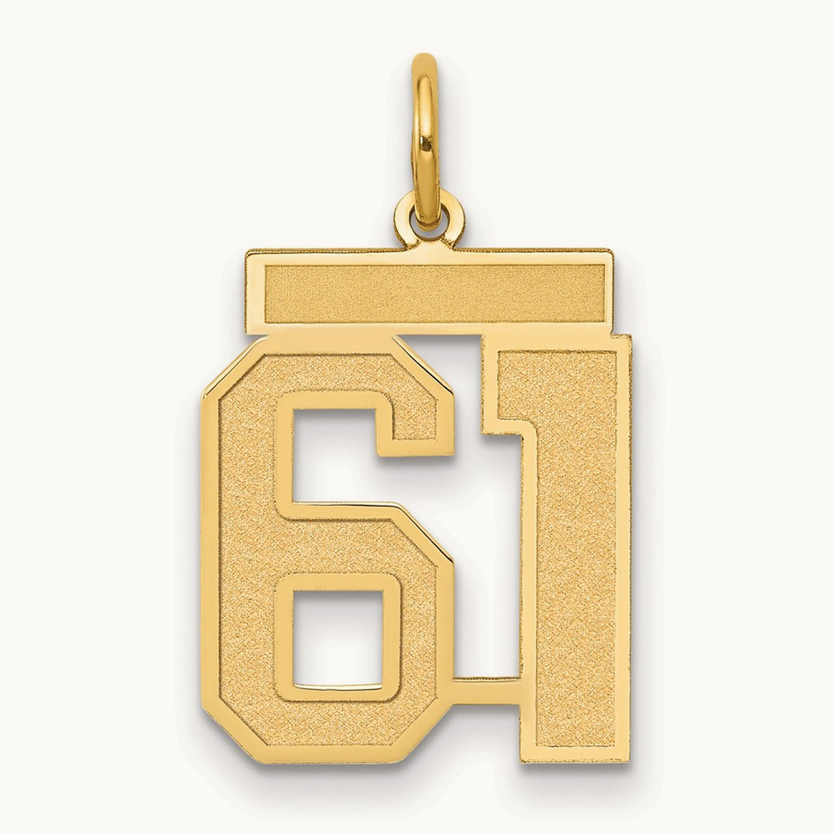 Medium Satin Number 61 Charm, 14K