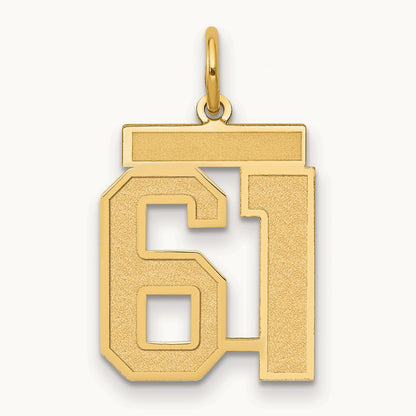 Medium Satin Number 61 Charm, 14K