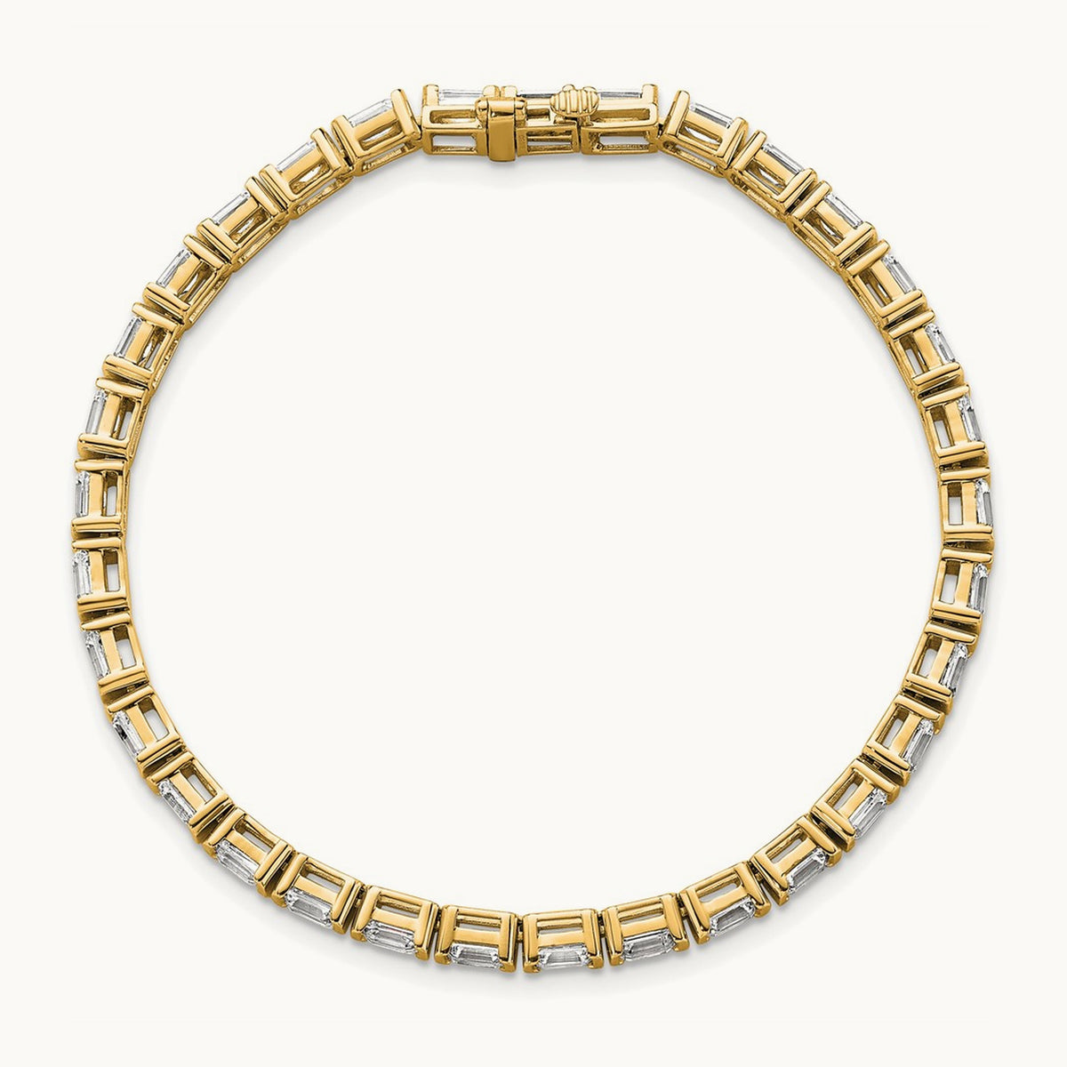Emerald Bezel Tennis Bracelet, 7.50 ct tw Lab-Grown Diamond — 14K Yellow Gold