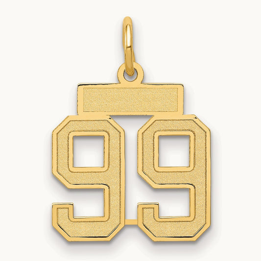 Small Satin Number 99 Charm — 14K Yellow Gold