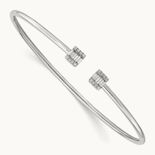 Diamond Cuff Bangle, 14K White Gold