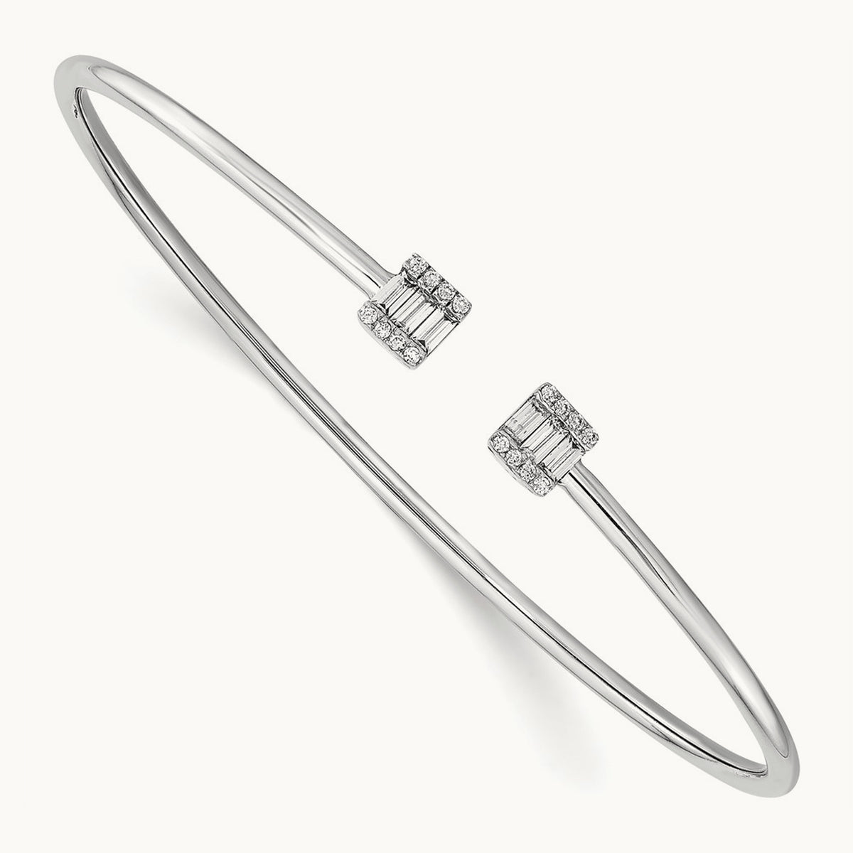 Diamond Cuff Bangle, 14K White Gold