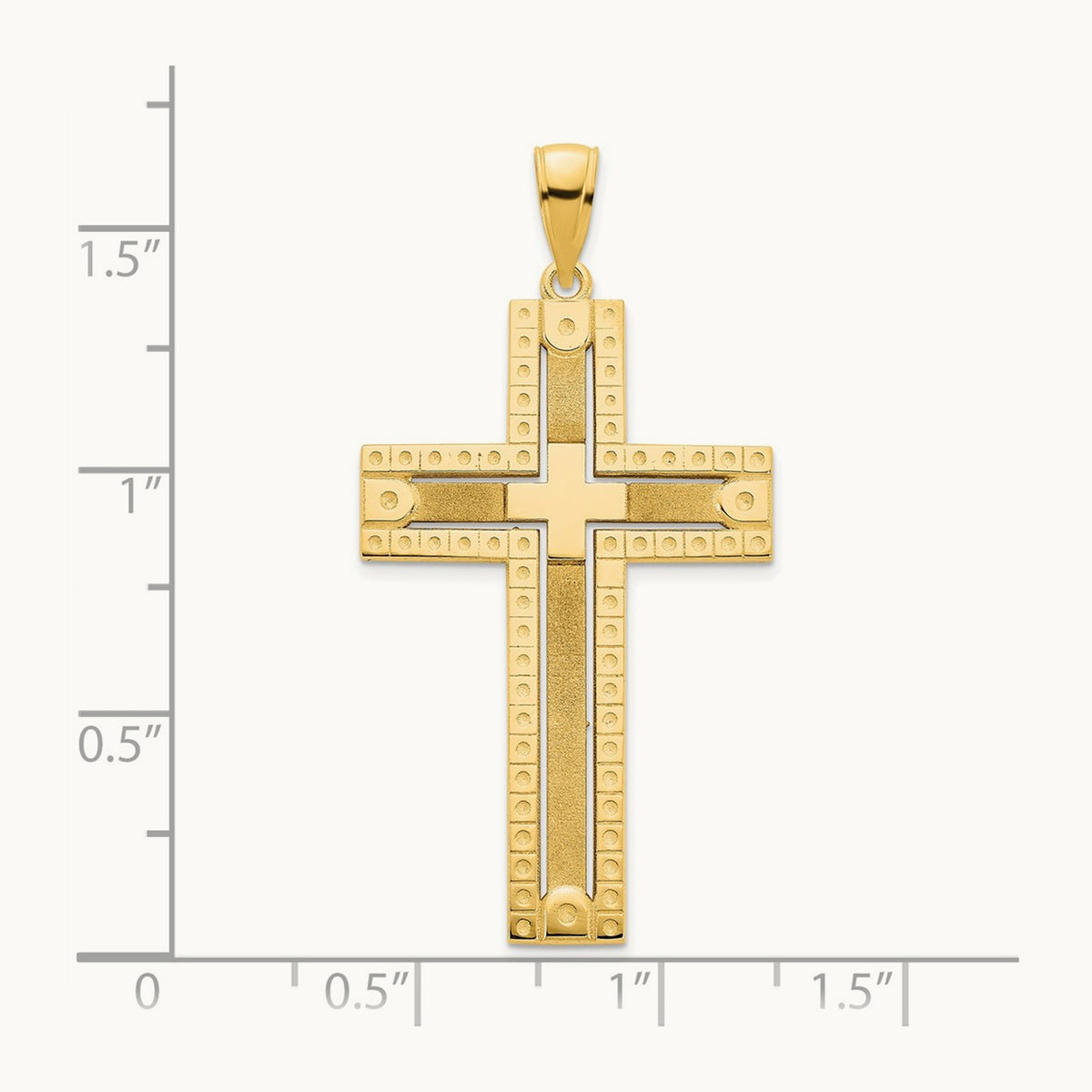 Fancy Sandblasted Cross Pendant — 42mm