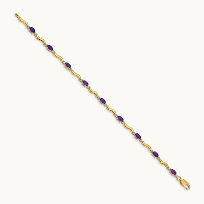 Diamond and Amethyst Bracelet — 14K Yellow Gold