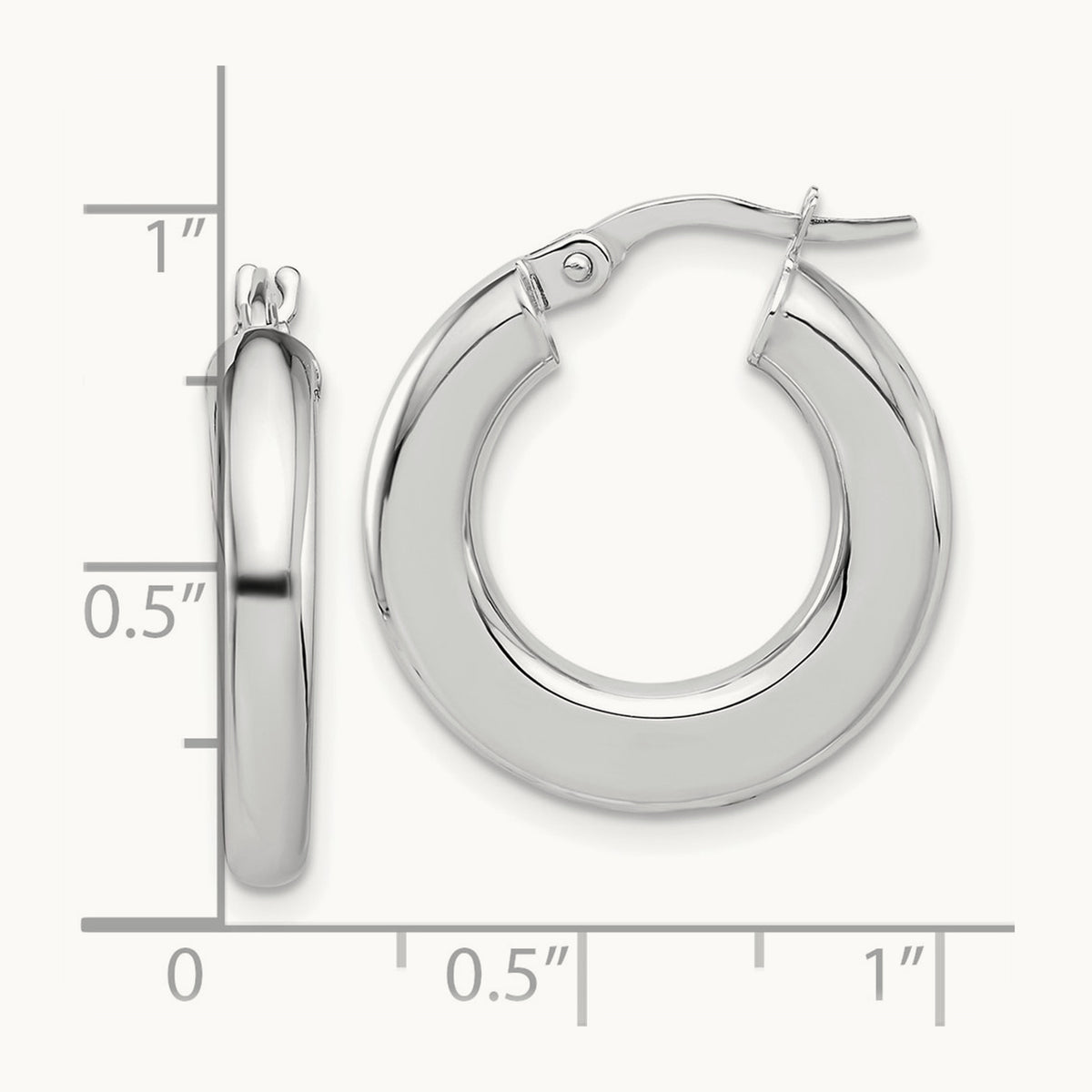 Polished Tube Hoop Earrings — 14K White Gold