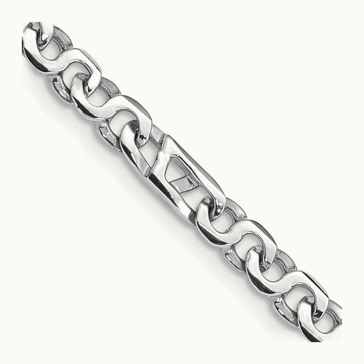 Hand Polished White Gold Fancy Link Bracelet — 8 inch
