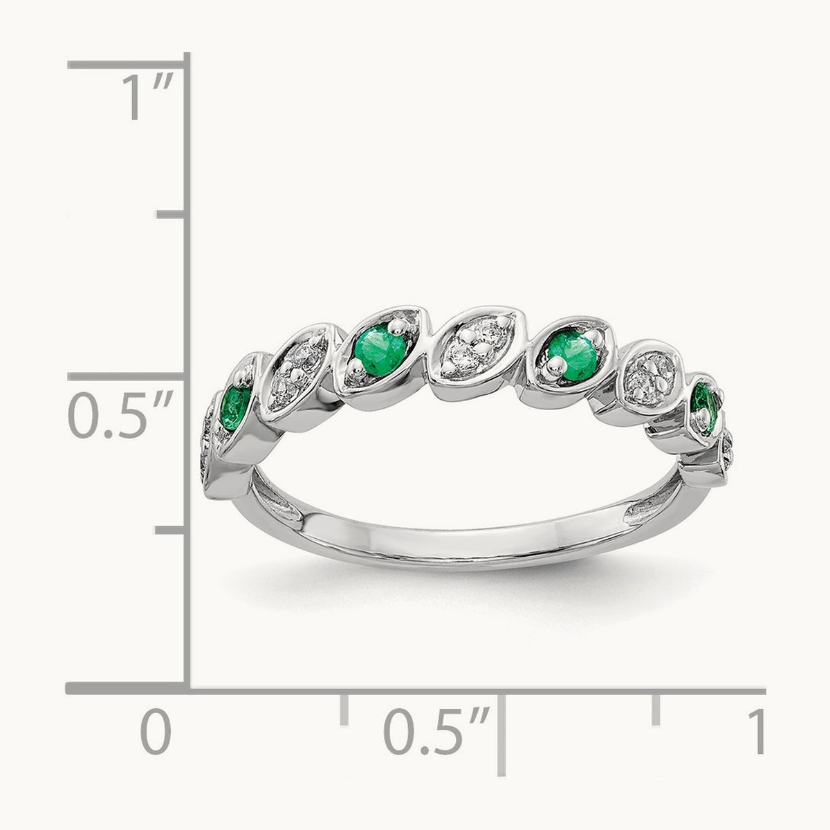 Fancy Diamond and Emerald Ring, 14K White Gold