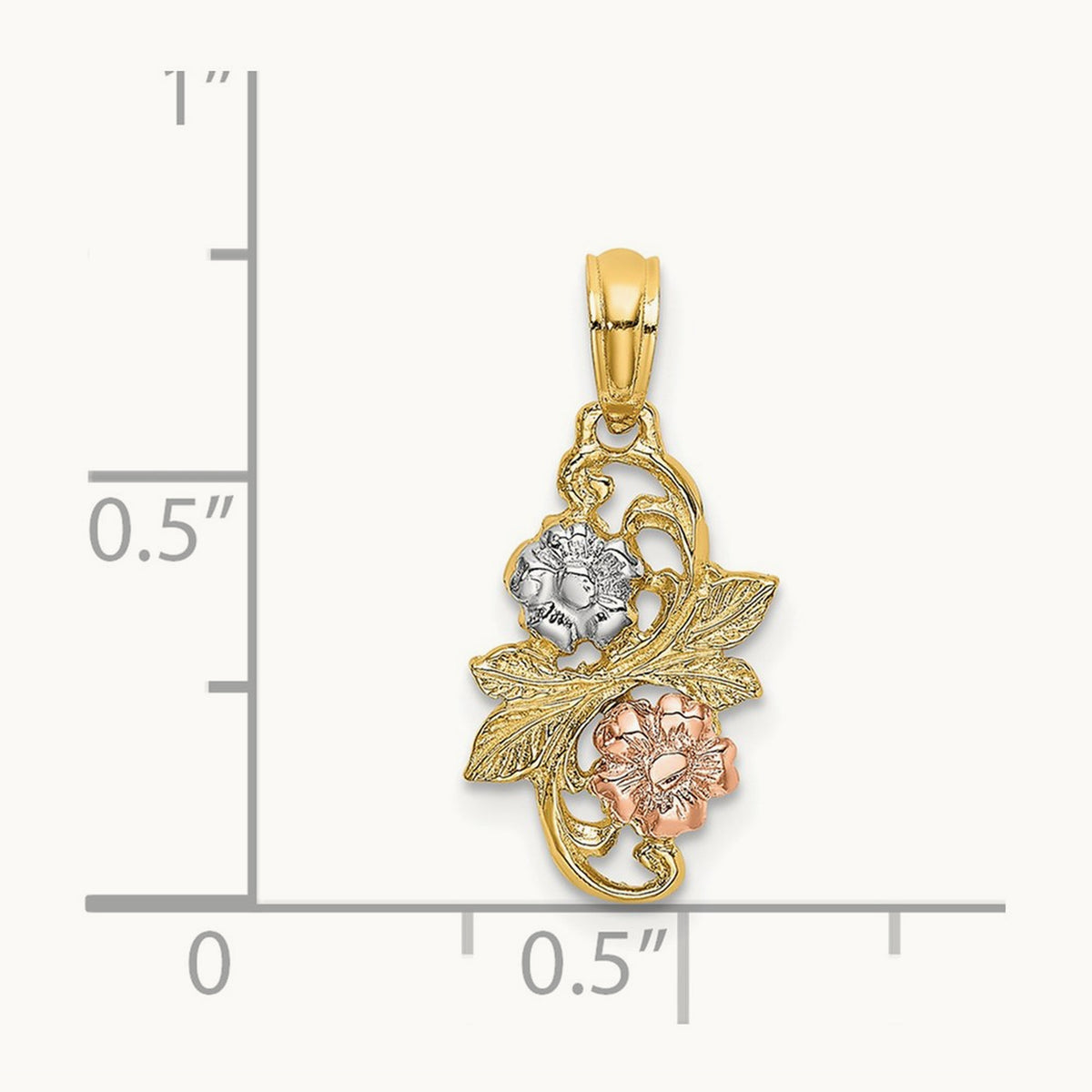 Flowers Charm, 14K Two-tone with White Rhodium