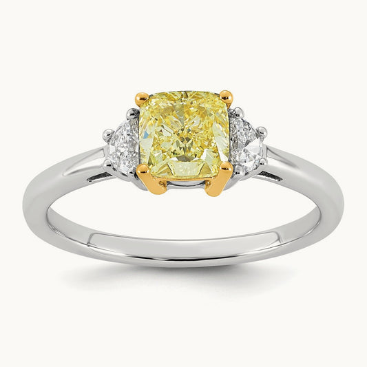 Cushion . Vivid Yellow & Half Moon Ring, 1 1/3-4 1/4 ct Lab-Grown Diamond
