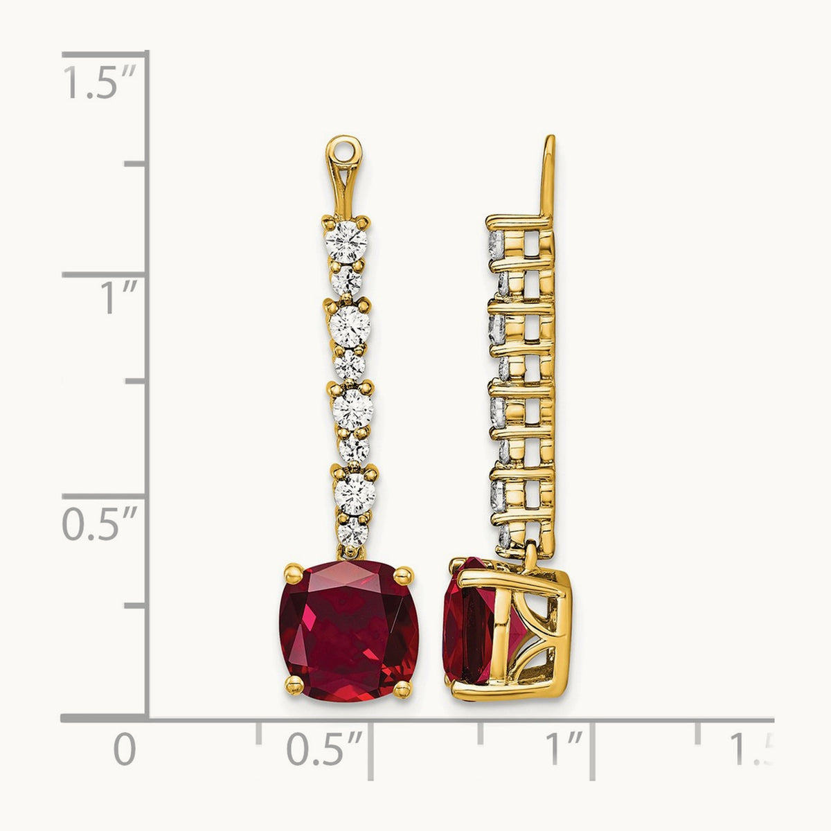 Created Ruby Earring Jackets, 0.50 ct tw Lab-Grown Diamond