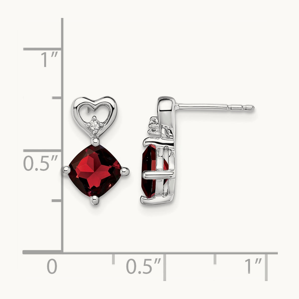 Garnet and Diamond Heart Earrings — photo set