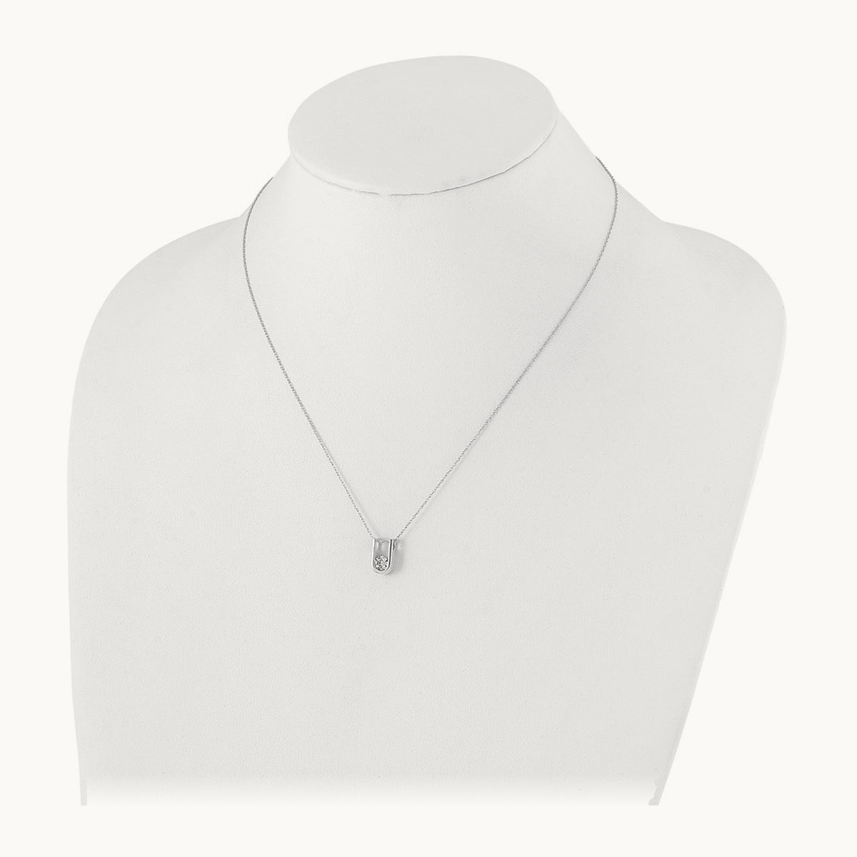 U-Shape Pendant Necklace, 0.25 ct tw Lab-Grown Diamond — 14K White Gold