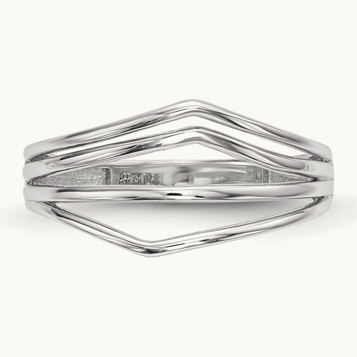 Polished 4-Bar Ring — 14K White Gold, 7