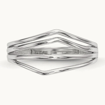 Polished 4-Bar Ring — 14K White Gold, 7