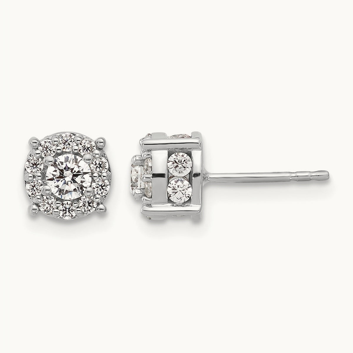 Round Halo Post Earrings, 1.00-2.00 ct tw Lab-Grown Diamond — 1 ct (2)