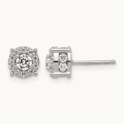 Round Halo Post Earrings, 1.00-2.00 ct tw Lab-Grown Diamond — 1 ct (2)