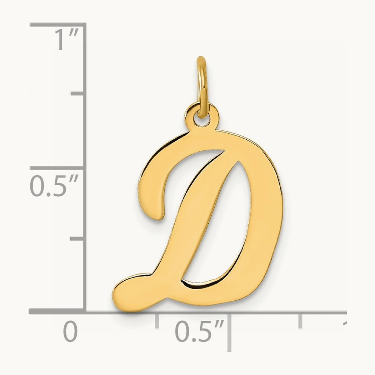 Large Script Initial Charm — 14K Yellow Gold, D