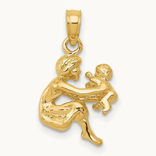 Mother holding child Pendant, 14K