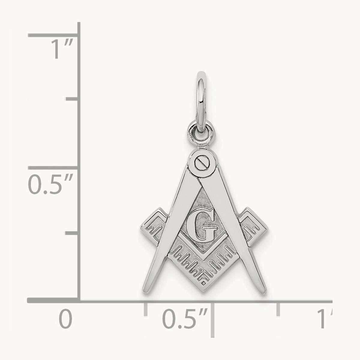 Polished & Textured Masonic Symbol Charm, 14K White Gold