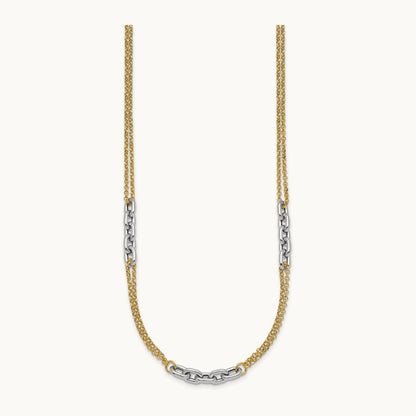 Polished 17in w/2in ext. Fancy Link Necklace, 14K Two-tone
