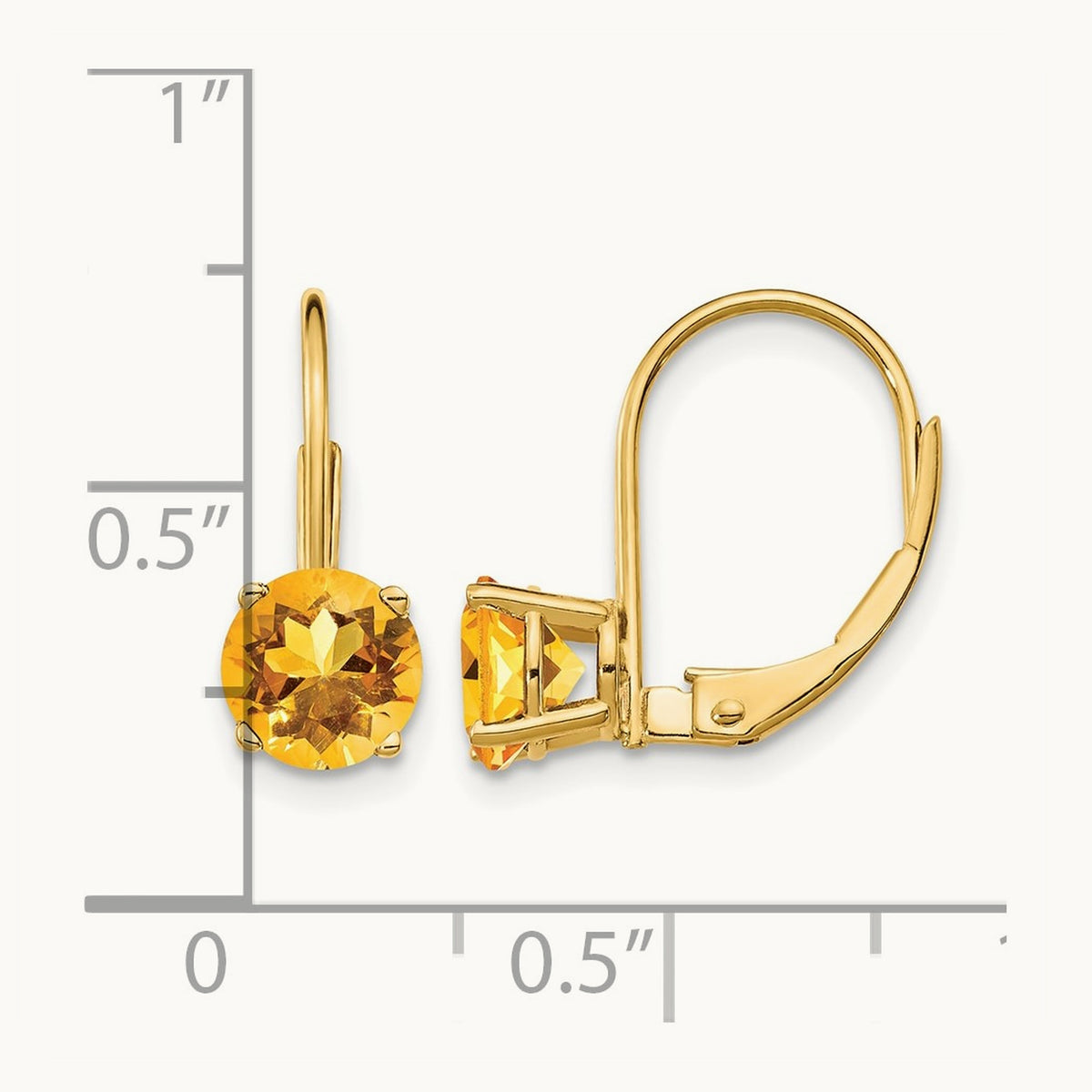 Citrine Leverback Earrings — 6mm